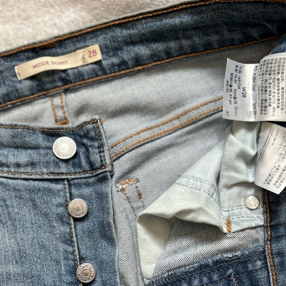 LEVI'S Wedgie Skinny Light Distressing Blue Spice Jeans - Picture 6 of 7